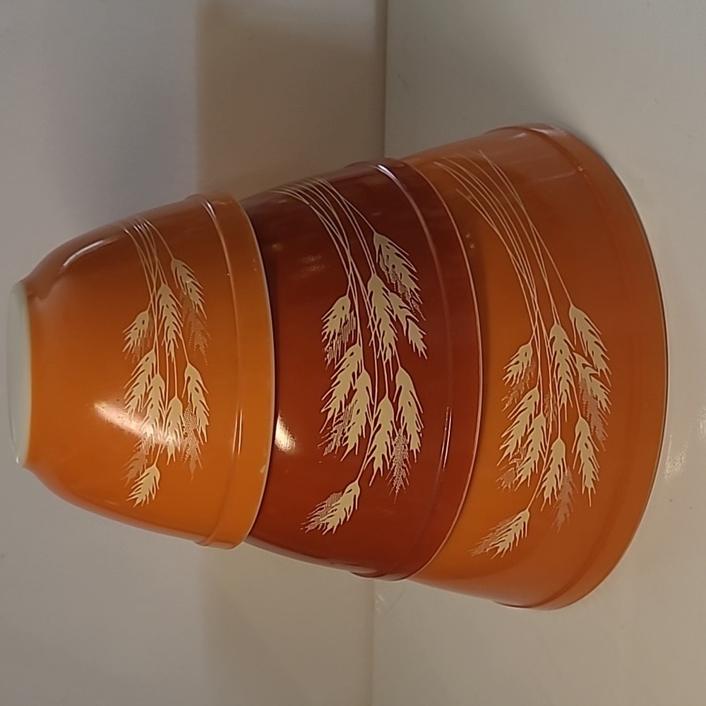 Vintage Pyrex Autumn wheat orange bowl 403-2.5L 402-1.5l 401-750 ml